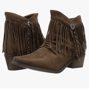 Roper western fringe brown booties size 9